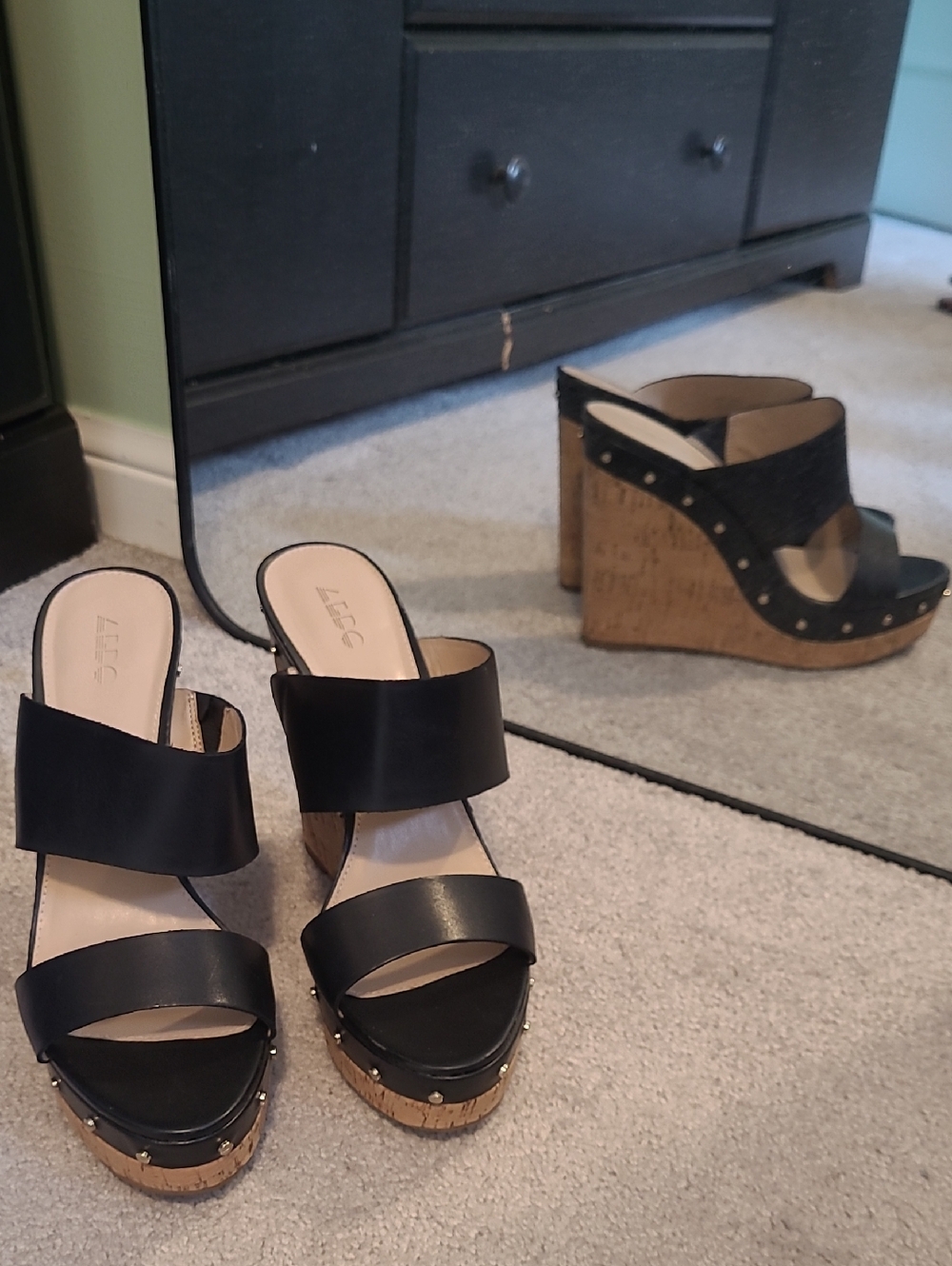 ALDO Black Cork Wedge Sandals